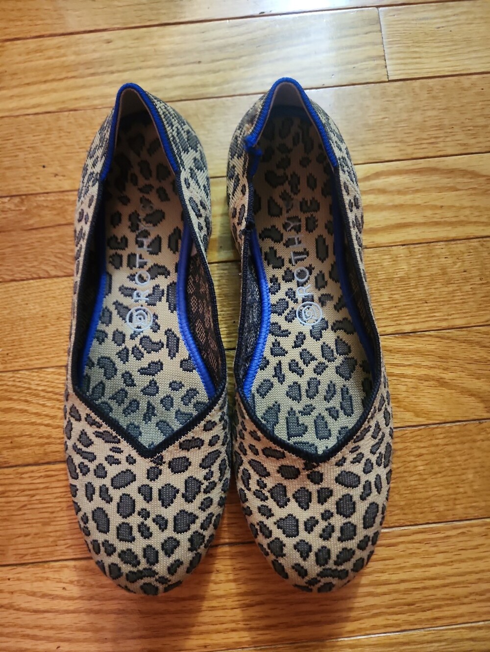Rothy's Leopard-Print Women’s Ballet Flats - Blue Trim